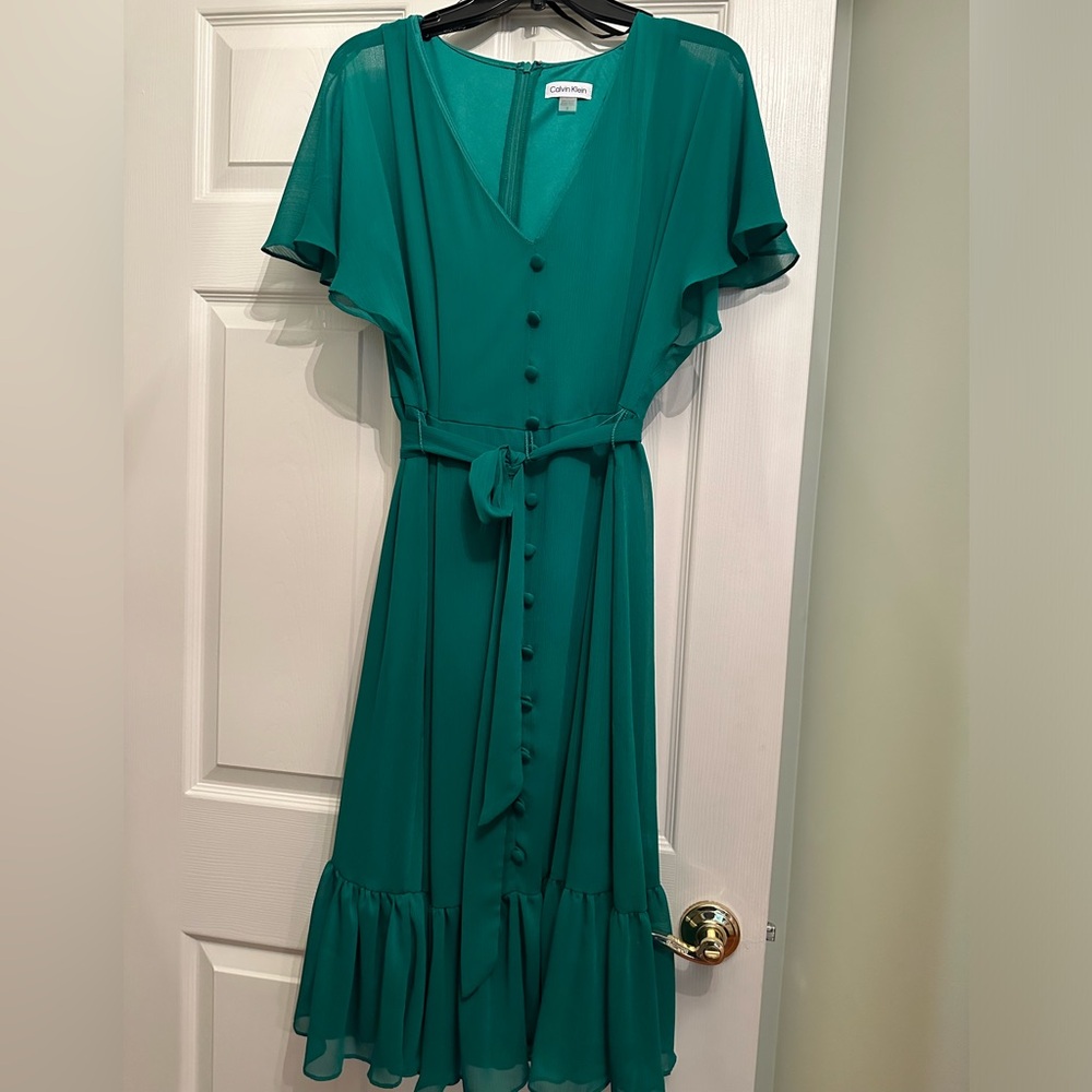 Calvin Klein green maxi dress, size 12